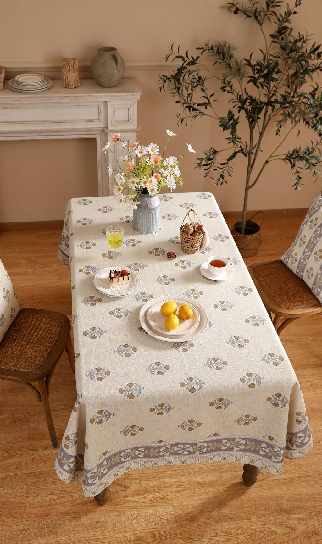patdrea Vintage French Linen Tablecloth,Rectangular,110"x63"-Istana A