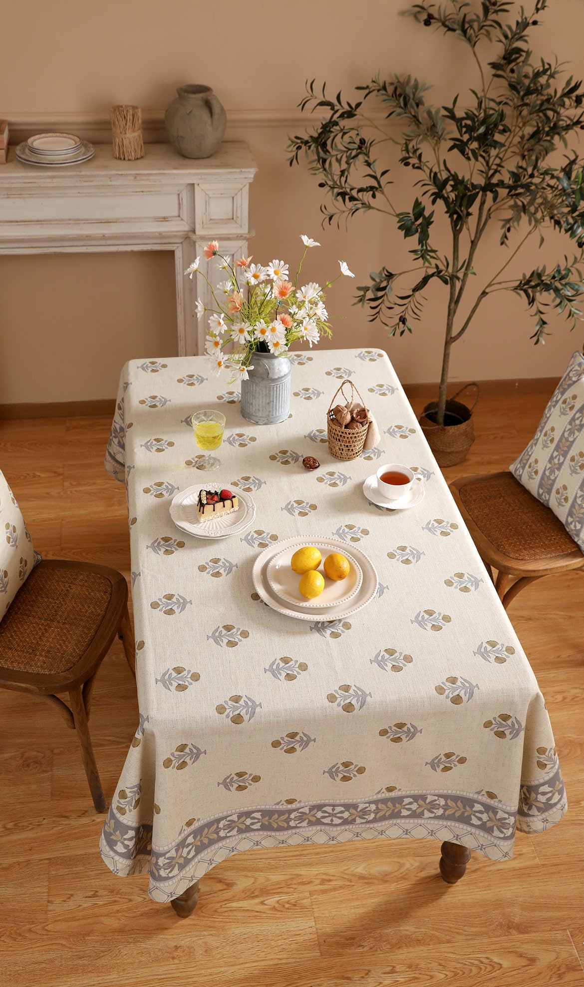 patdrea Vintage French Linen Tablecloth,Rectangular,110"x63"-Istana A