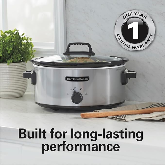 Hamilton Beach 6 Quart Slow Cooker With 3 Cooking Settings