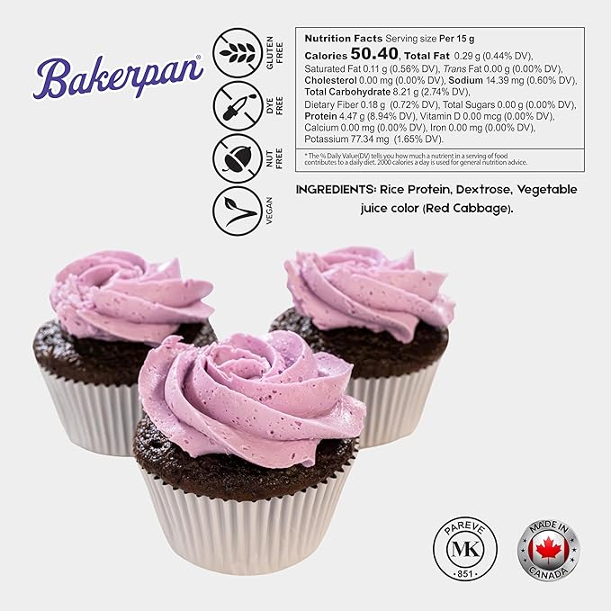 Bakerpan Purple Food Coloring Powder for Baking - 30g Oil Based, Artificial Dye-Free, Plant-Based, Kosher, Gluten-Free - For Buttercream, Chocolate, Candy & Cakes
