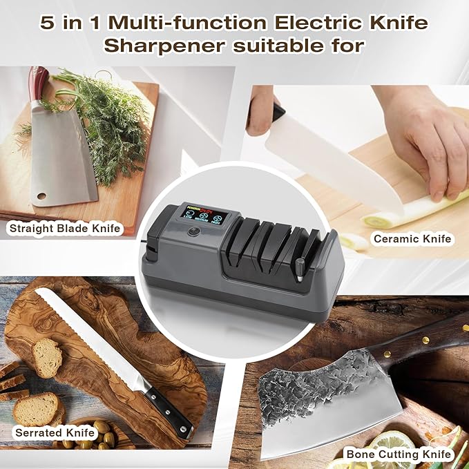 Ceelpeopar Electric Knife Sharpener for Kitchen, 3-Stage, LCD Screen