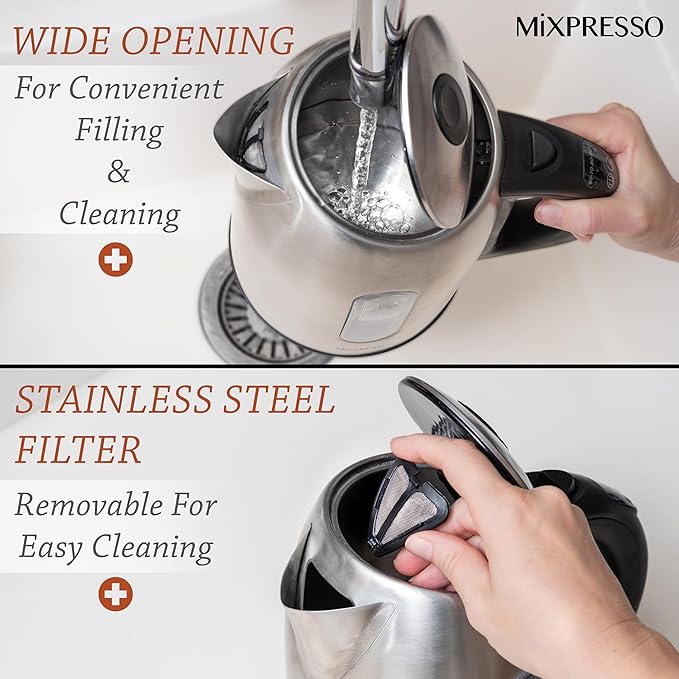 Moss & Stone Stainless Steel Electric Kettle Temperature Control, 1.7L
