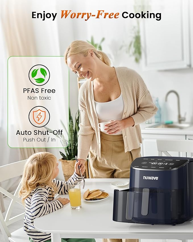 Nuwave Brio Plus Air Fryer 8 Qt, New & Improved, PFAS-Free Ceramic Coating