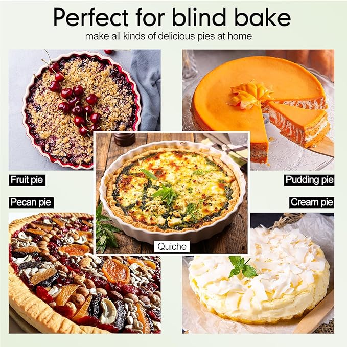 1 Pack 2 lb Light Green Pie Weights for Baking Crust Reusable Ceramic Blind Baking Beans Stoneware with 50 Pcs Disposable Parchment Paper Pie Liner Fit 8, 9, 10 Inch Dish with Storage Bottle and Bag