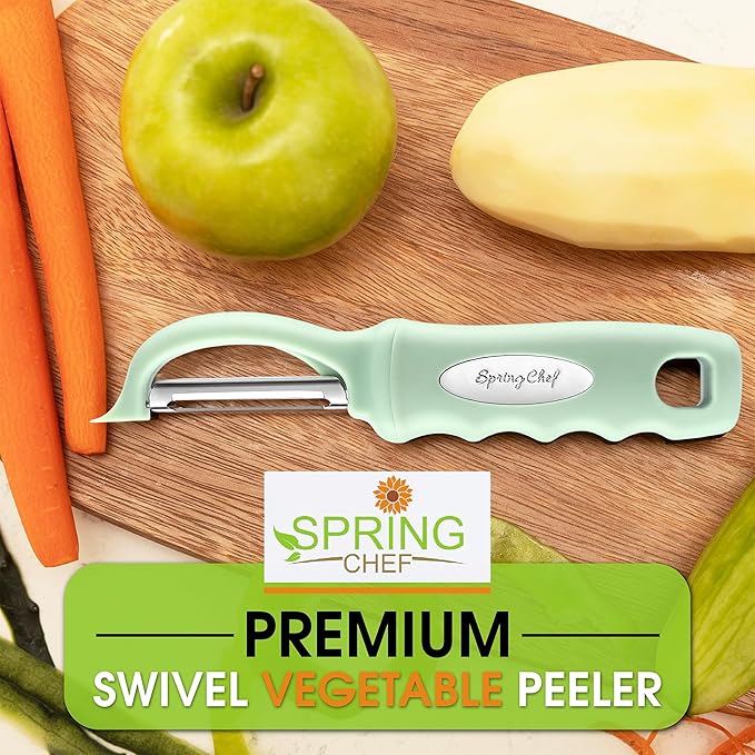 Spring Chef Swivel Vegetable Peeler with Ergonomic Handle, Pistachio