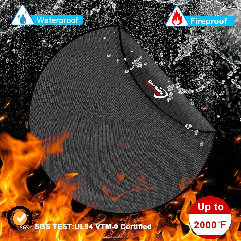 DocSafe 36" Fire Pit Mat for Solo Stove Bonfire,4 Layers Double-Sided Fireproof Under Grill Mat Protector for Deck,Patio,Round BBQ Mat Indoor Fireplace Pad for Solo Stove Accessories,Easy to Clean
