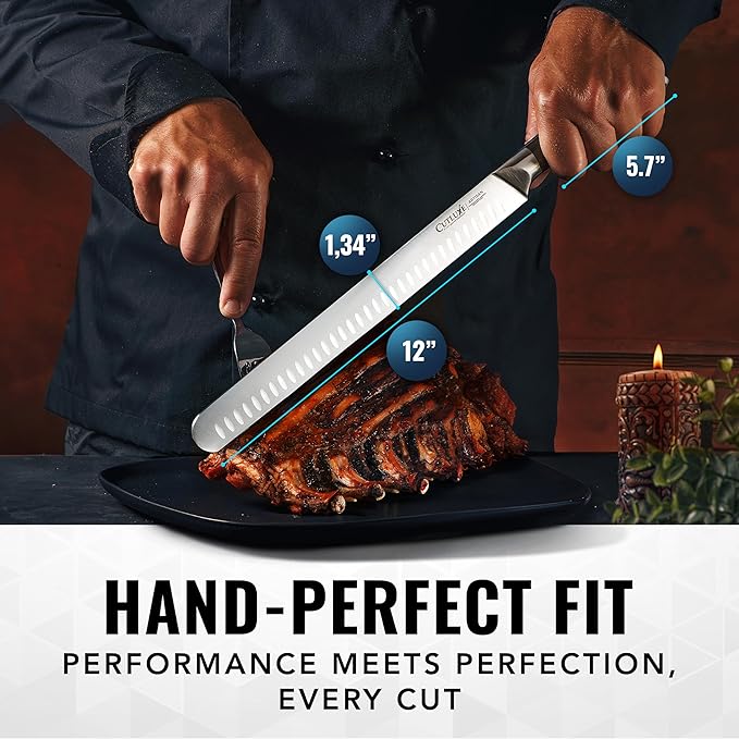 Cutluxe Brisket Knife, 12" Carving & Slicing Knife for Meat & BBQ