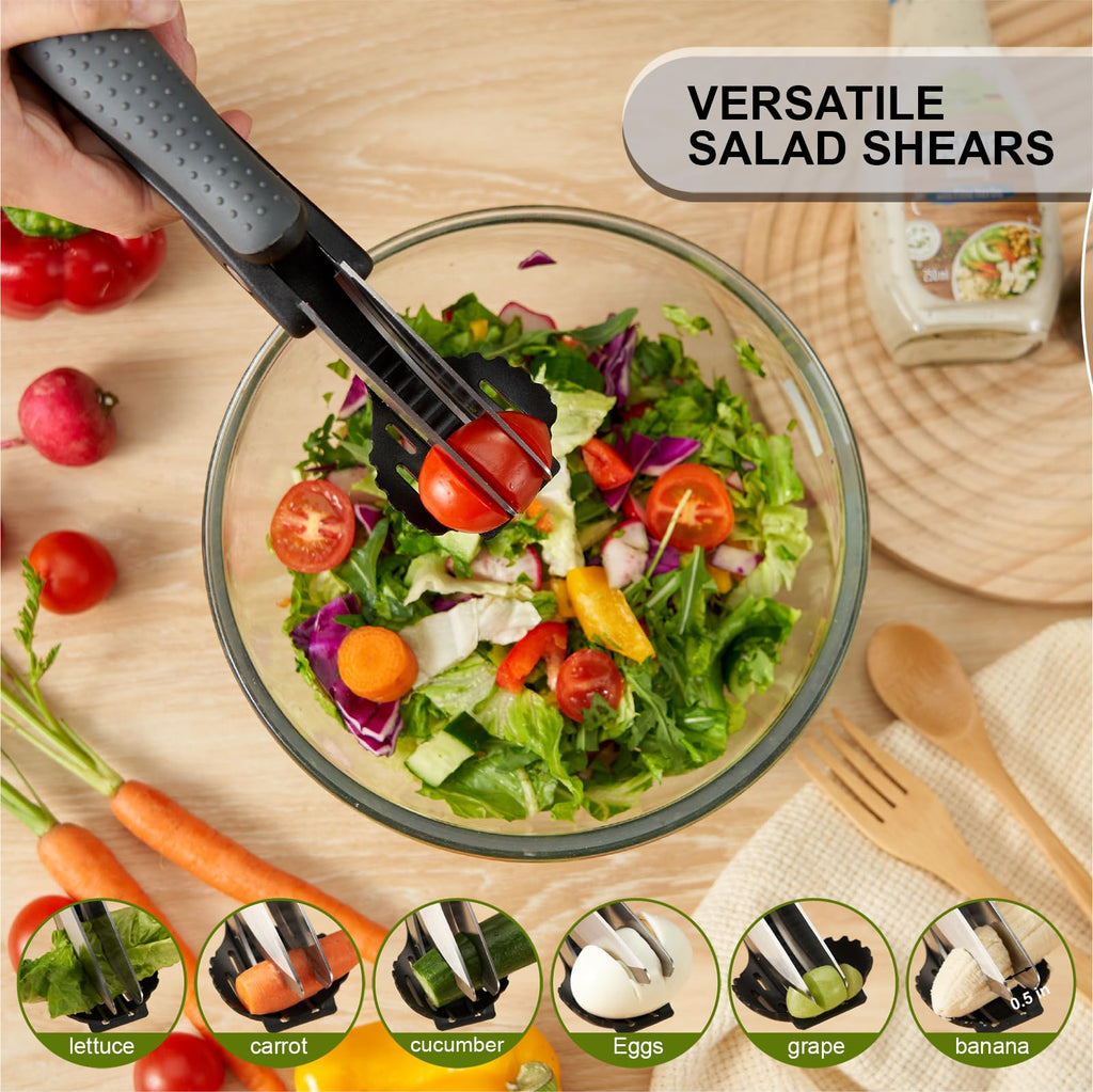 ALEXPHY Salad Scissors with Double Blades, Lettuce Chopper for Chopped Salad, Black