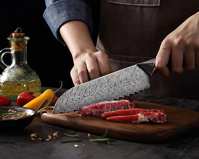 Wakoli Rose Elegance 5-Piece VG10 Damascus Knife Block Set, Magnetic Block