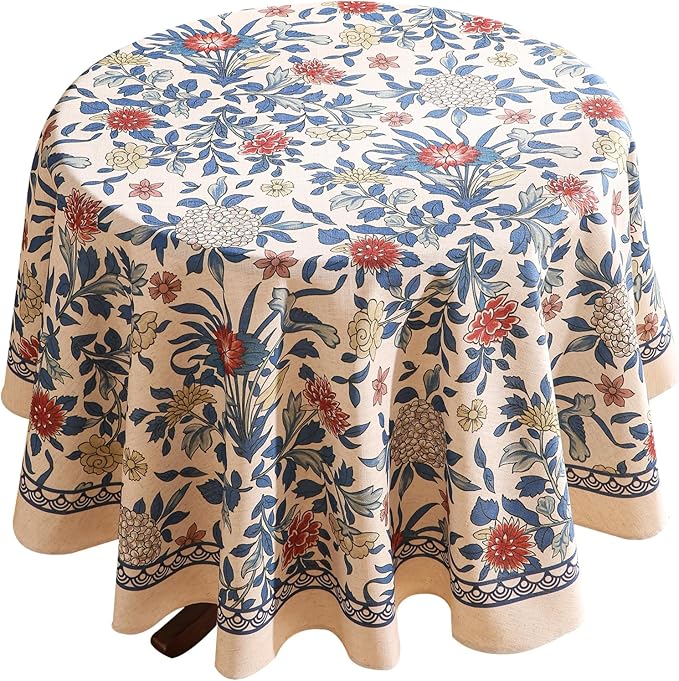 patdrea Vintage French Linen Tablecloth,Round,Diameter 67"-Ivar A
