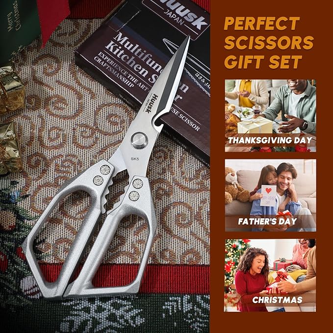 Huusk Kitchen Scissors for Food, Stainless Steel Kitchen Shears All Purpose