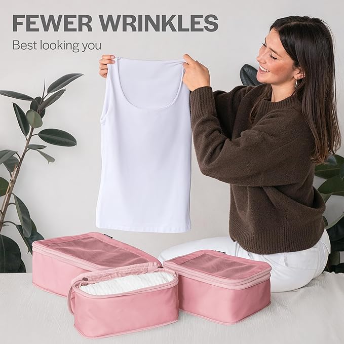 Aerotrunk Compression Packing Cubes for Travel, 2-Pack, Pink
