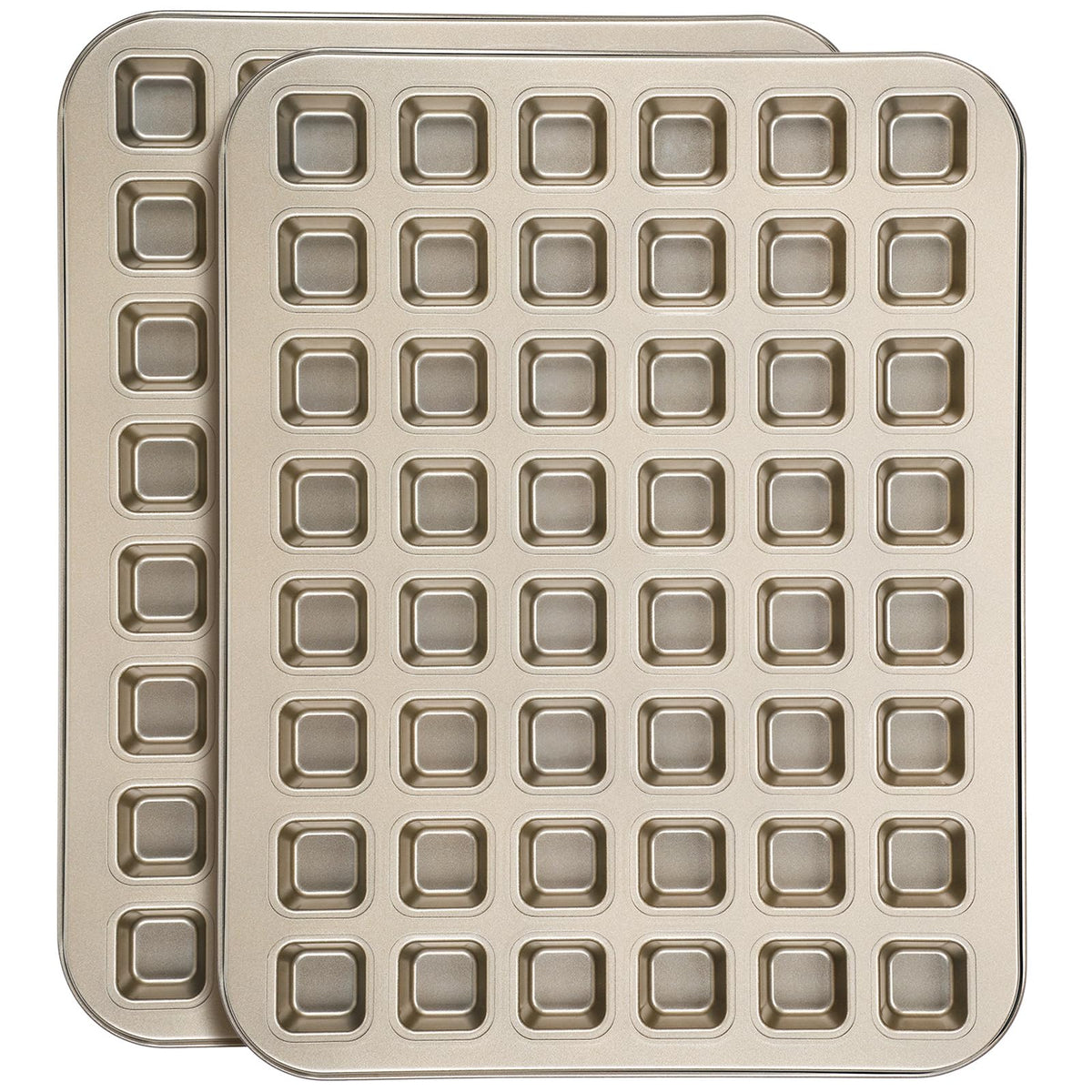 Beasea Nonstick Mini Muffin Pan 24 Cups, 2 Pack 24 Mini Small Tiny Cup Non Stick Muffin Baking Pan Tin Tray Carbon Steel Bakeware Individual Cupcake Baking Pan - Gold