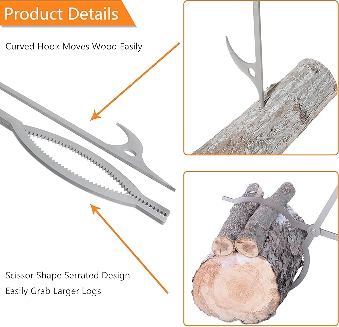 CKLT 40in Fire Tongs and Fire Poker Set Stainless Steel