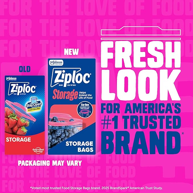 Ziploc Gallon Food Storage Bags, 120ct Total, Stand-Up Bottom, Easy to Fill, 30 Count (Pack of 4)