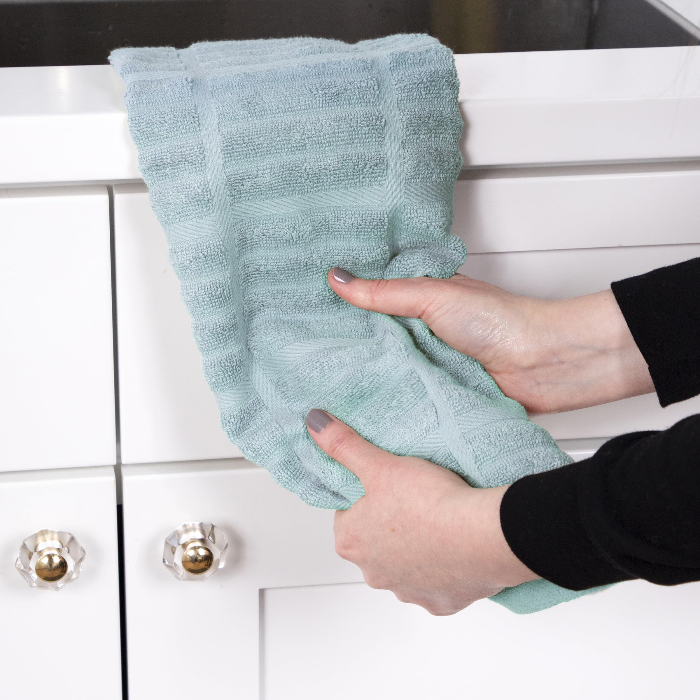 All-Clad Solid Kitchen Towel: Highly Absorbent - 100% Cotton, 17"x30" Towel for Cleaning & Drying Dishes, Glassware, or Countertops, 1-Pack, Rainfall