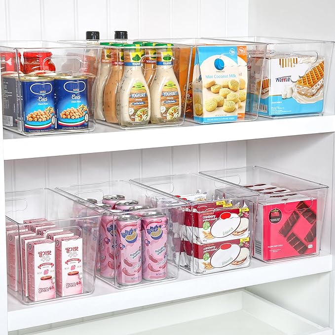 Vtopmart 6 Pack Clear Storage Bins, Pantry Storage Bins with Handle, XL