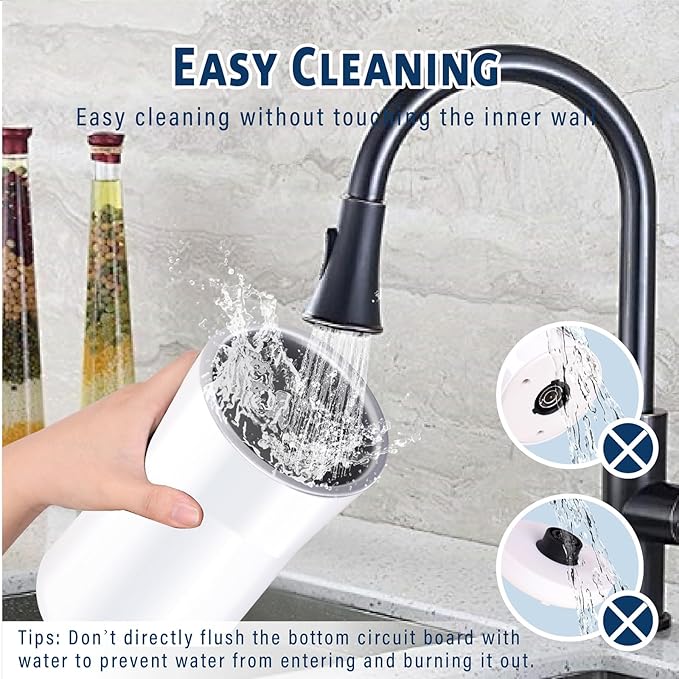 Huogary Milk Frother Simple Milk Frother and Steamer 2-in-1 Milk Steamer with Hot Milk Foam and Hot Milk for Latte, Macchiato, Cappuccinos, White （Medium）