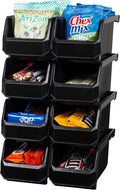 ReadySpace Medium Stackable Plastic Storage Bins, 8-Pack, Black