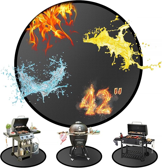 42" Round Fire Pit Mat for Solo Stove & Under Grill Mat for Outdoor Pit