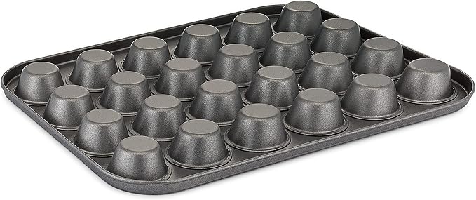 husMait Mini Muffin Pan 24 cup, Set of 2 - Non-Stick Carbon Steel Mini Cupcake Pan Multipack - Heavy Duty 48 Cavity Metal Baking Tray, Warp-Resistant, PFOA Free