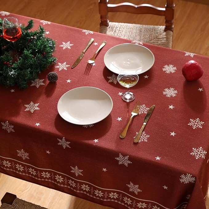ISAENNE Designer Vintage Linen Square Large Tablecloth,67"x67"-Carol C