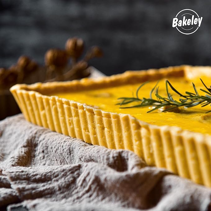 Bakeley Rectangle Tart Pan, 13-Inch with Removable Loose Bottom Non-Stick Oblong Quiche Bakeware for Oven Baking (Champagne Gold)