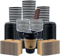 cuphug 12 oz Disposable Coffee Cups with Lids, Sleeves and Straws 100Pack, Thickened Leak-Proof Insulated Paper Cups for Hot Drinks, Home, Office, Cafe, Party