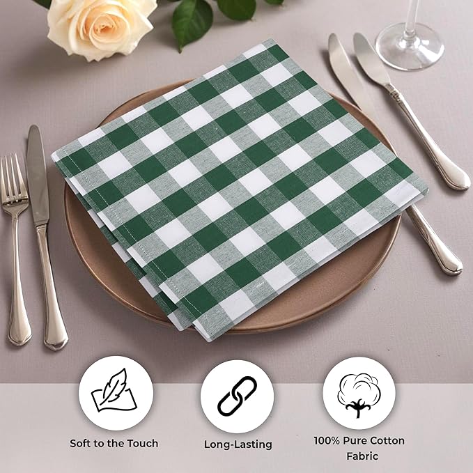 Urban Villa Cloth Napkins Cotton 20x20 (Set of 12) Hunter White