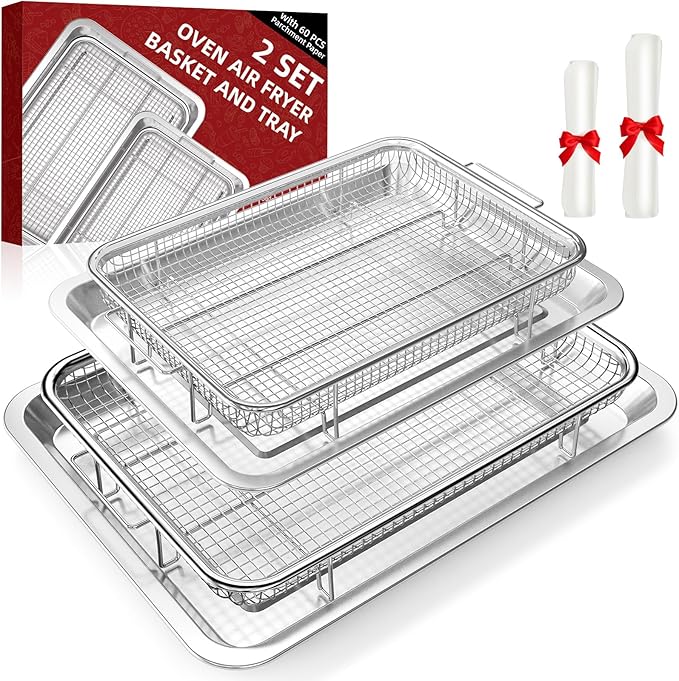 Air Fryer Basket for Oven,Oven Air Fryer Basket and Tray with Cooking Guide