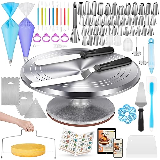 Kootek 180 Aluminum Cake Decorating Kit, Baking Tools for Beginners & Pros