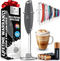 Zulay Kitchen Powerful Milk Frother Wand With Duracell Batteries - Ultra Fast Handheld Drink Mixer - Electric Whisk Foam Maker for Coffee, Lattes, Cappuccino & Matcha - Triple Whisk - Onyx Slate