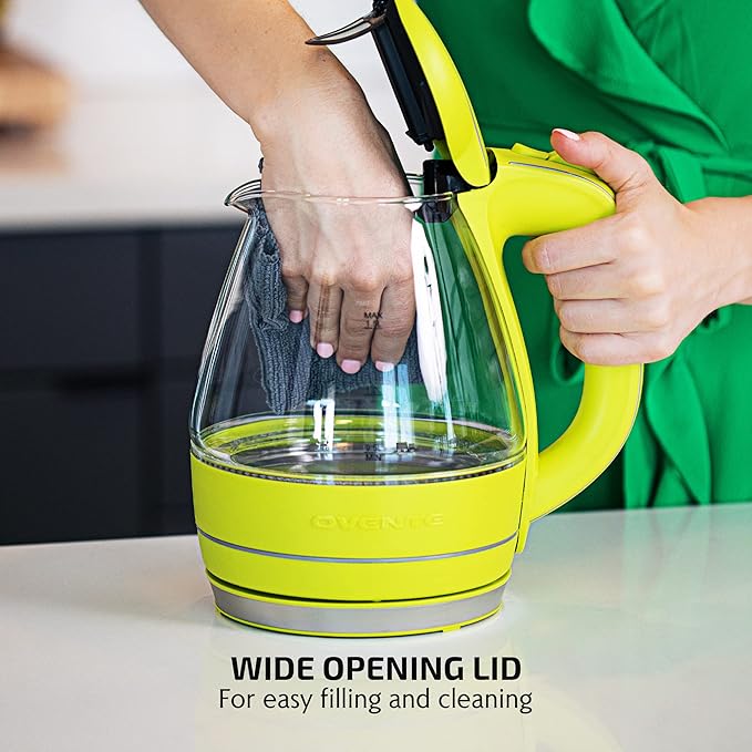 OVENTE 1.5L Glass Electric Kettle Water Boiler, Green KG83G