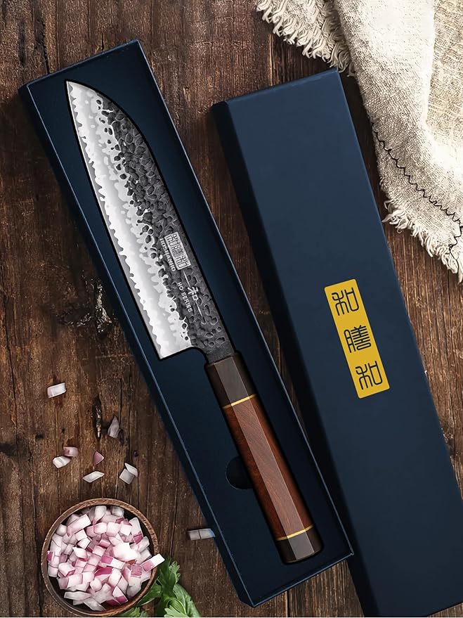 HOSHANHO 7" Santoku Knife, Japanese High Carbon Steel Kitchen Chef Knife