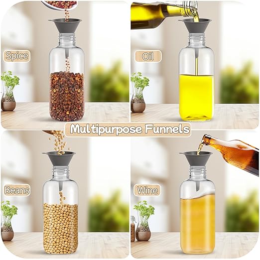 Plastic Kitchen Funnel Set of 3 with Clean Brush, BPA Free Round Food Funnels for Kitchen Use, Multifunctional Funnels for Filling Canning&Bottles, Suitable for Cooking, Lab and Automotive Use