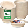 Bionutrio 12 oz Paper Bowls Disposable, 500 Pack Compostable Bulk