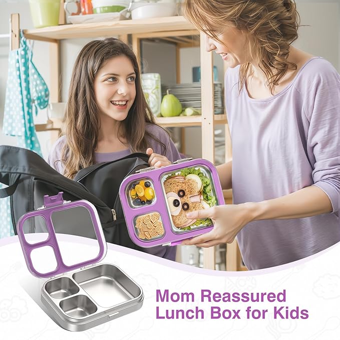 HOMEKOL Stainless Steel Bento Lunch Box, Purple, 3.3Cups