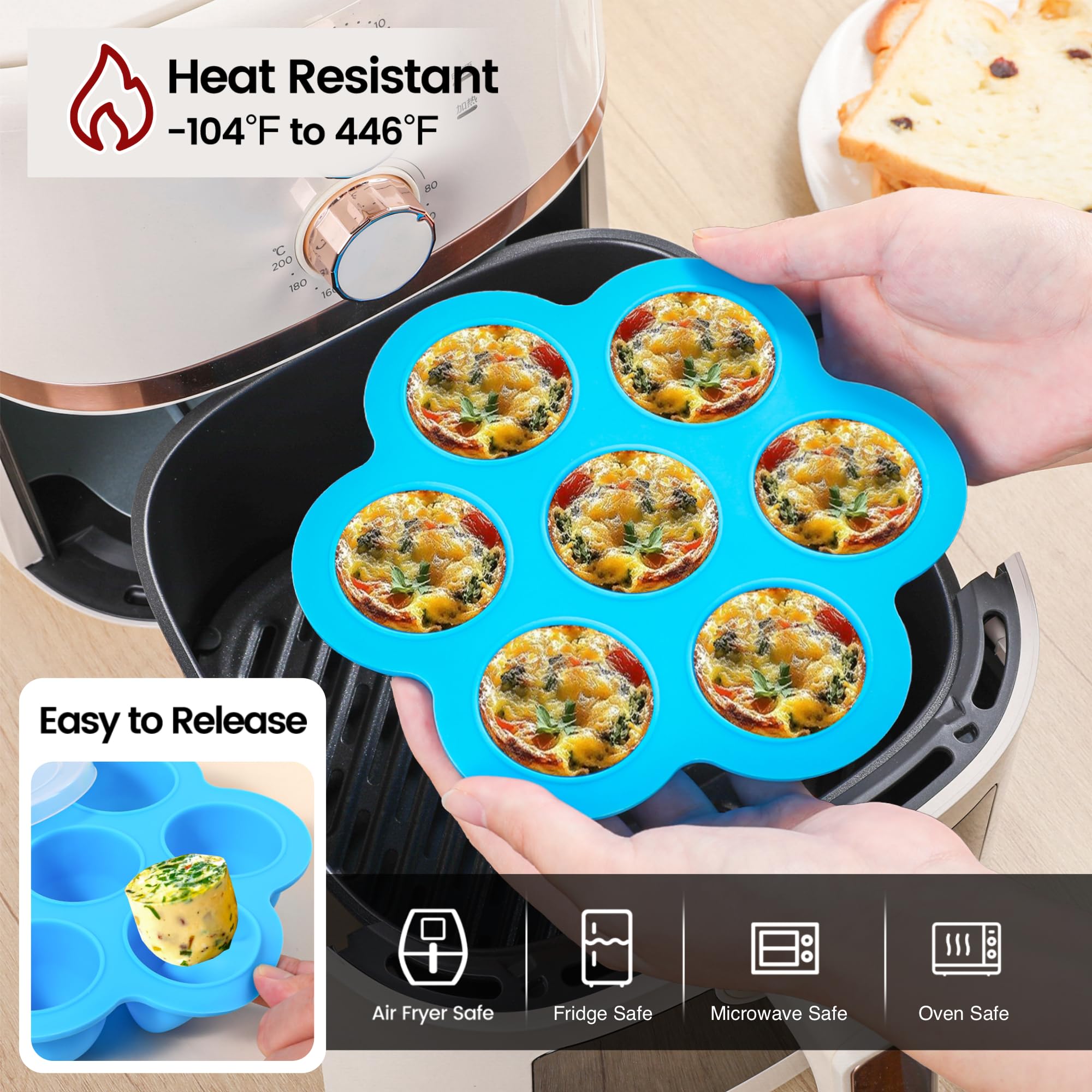 GOKCEN's Silicone Egg Bite Molds 12 Cups Silicone Muffin Pans for Baking