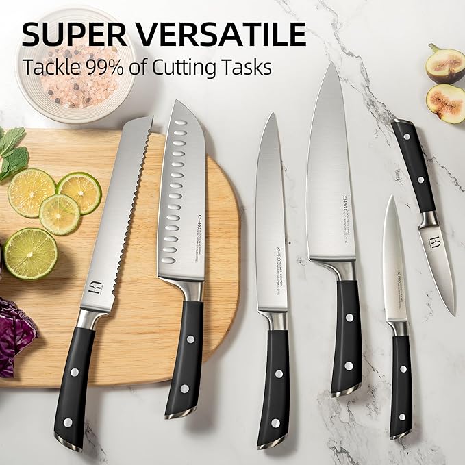 KnifeSaga 15 Pcs Japanese Knife Set with Sharpener, Razor Sharp, Premuim