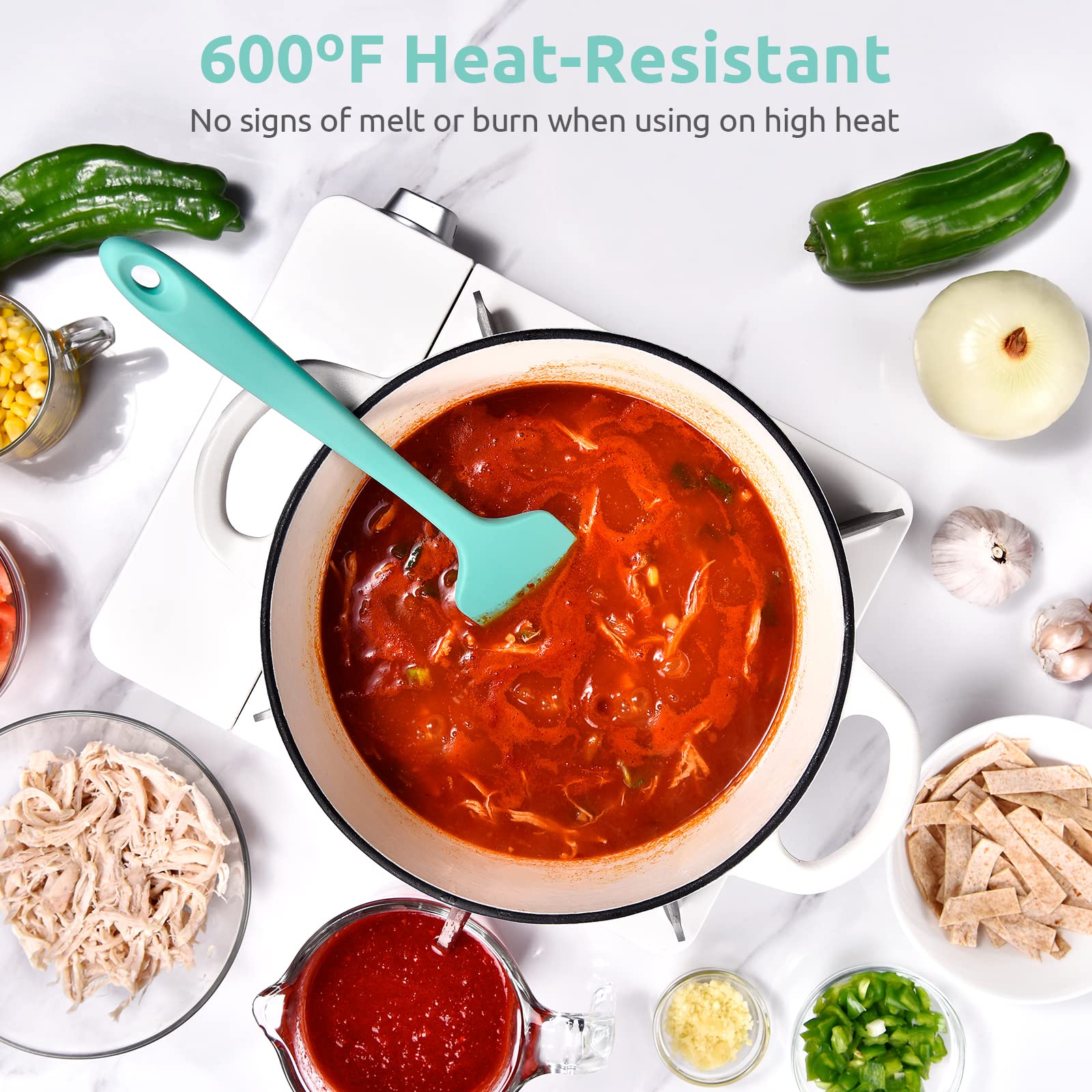 U-Taste Silicone Large Spatula, 600ºF High Temp Scraper, 11.38in, Aqua Sky