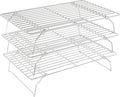 3 Tier Stackable Cooling Rack for Batch Cooling Cookie, Pizza, Cake-15.8”x 10”- Heavy Duty Cooling Racks for Cooking and Baking, Oven and Dishwasher Safe Baking Supplies-Silver