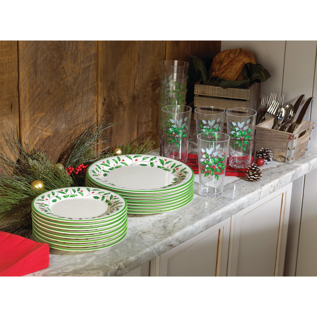 Lenox Holiday Melamine Christmas Dinner Plate Set for 4