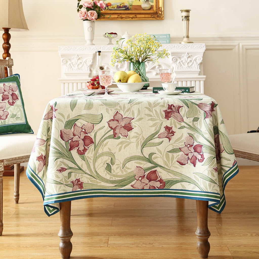 patdrea Designer French Vintage Green Rectangle Tablecloth,Vintage Linen and Floral Pattern Extra Long Table Cloth,Decor Table Cover for Kitchen Dining Christmas Thanksgiving,67"x118"-Tara a