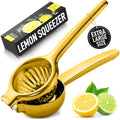 Zulay Kitchen Extra Large Lemon Squeezer Stainless Steel - Easy Squeeze Heavy Duty Lemon Juicer Hand Press - Ergonomic Citrus Squeezer & Fruit Juicer for Small Oranges, Lemons, & Limes - Gold