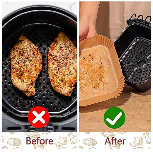 9 Inch Air Fryer Liners Disposable, 125 Pack Airfryer Paper for 5-8 QT