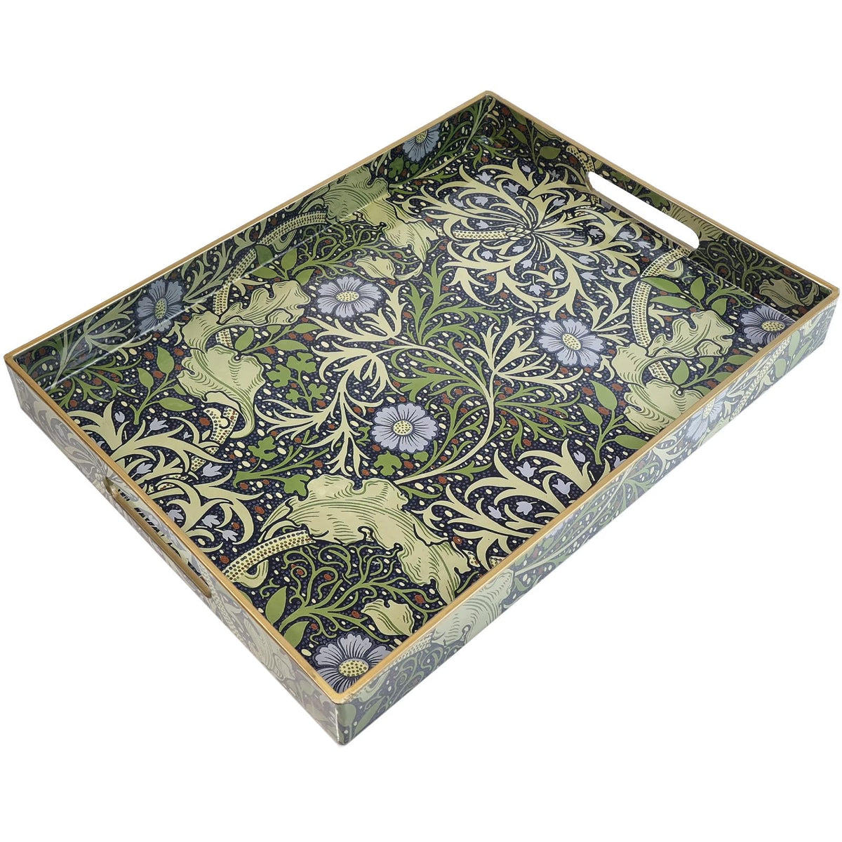 Spsyrine Plastic Serving Tray with Handles for Coffee Table, Dianthus