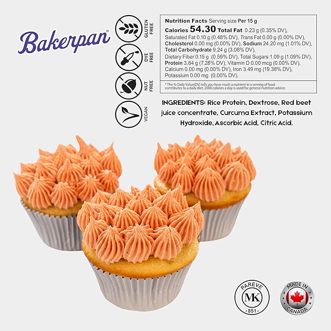 Bakerpan Red Food Coloring Powder for Baking - 30g Oil Based, Artificial Dye-Free, Plant-Based, Kosher, Gluten-Free - For Buttercream, Chocolate, Candy & Cakes
