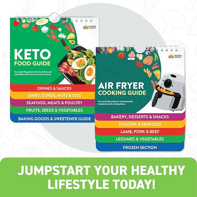 Air Fryer & Keto Cookbook Magnets - Set of 2 (7”x6”) - Air Fryer Accessories & Keto Meal Plan Cookbook - Airfryer Kitchen Appliances - Keto Foods & Keto Diet Book for Beginners - Kitchen Gadgets 2026
