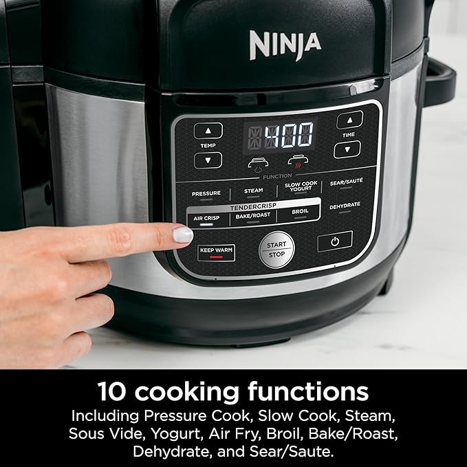 Foodi 10-in-1 Pressure Cooker & Air Fryer, 6.5 Quart - Stainless Steel Multi-Cooker with Precise Heating - Perfect Holiday Gift & Healthy Fast Cooking (OS-300)