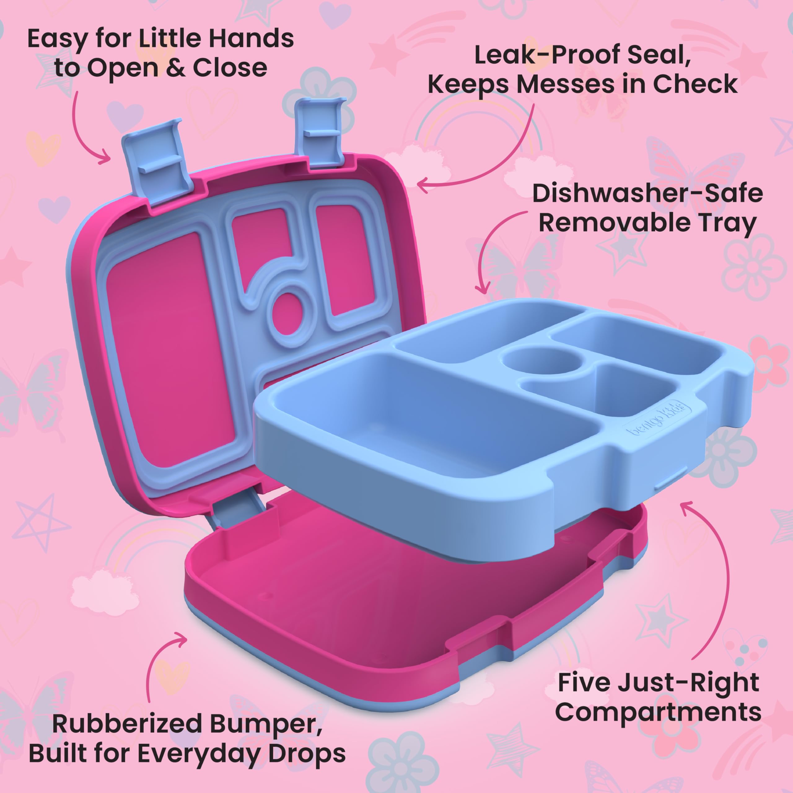 Bentgo Kids Prints Leak-Proof 5-Compartment Bento-Style Kids Lunch Box